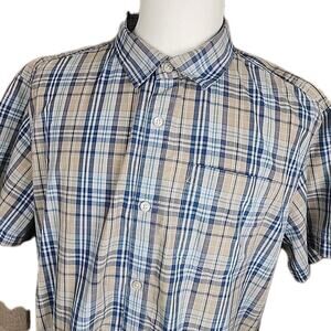 The North Face Blue Brown Plaid Button Down Shirt Summer Spring Outdoor XXL
